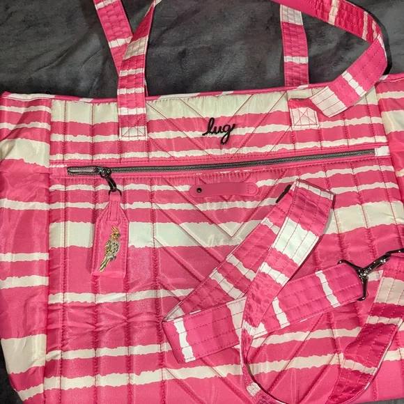 Lug Pink and White Striped Women's Bag - Picture 1 of 4